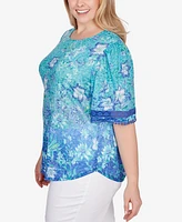 Ruby Rd. Plus Size Ombre Bali Floral Top