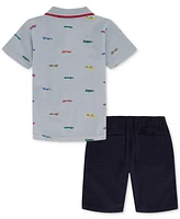 Kids Headquarters Baby Boys Printed Pique Polo Shirt & Twill Shorts, 2 Piece Set