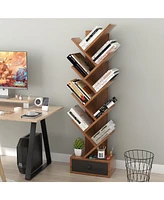 Slickblue 10-Tier Tree Bookshelf with Drawer and Anti-Tipping Kit