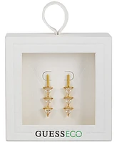 Guess 14k Gold-Plated Cubic Zirconia Triangle Linear Charm Hoop Earrings