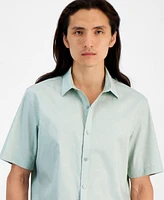 Alfani Men's Fern Regular-Fit Stretch Geometric Button-Down Poplin Shirt, Created for Macy's