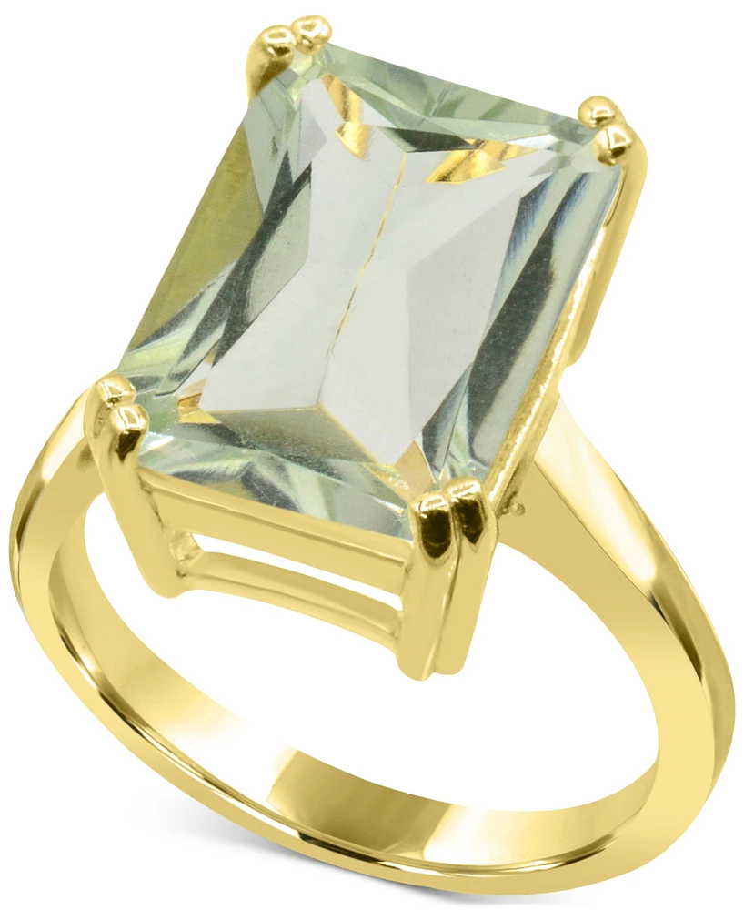 Green Quartz Emerald-Cut Statement Ring (6-7/8 ct. t.w.) 14k Gold-Plated Sterling Silver (Also Lime Quartz)