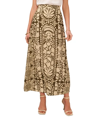 Vince Camuto Women's Printed Pull-On A-Line Maxi Skirt