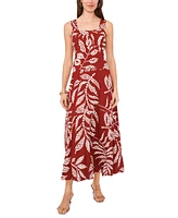 Vince Camuto Printed Square-Neck Smocked-Back Maxi Dress