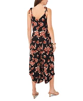 Vince Camuto Women's Floral Tie Shoulder Angled Hem Jumpsuit