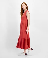 Tommy Hilfiger Women's Solid Tiered Sleeveless Midi Dress