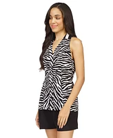Michael Michael Kors Women's Zebra-Print Button-Front Sleeveless Top
