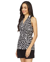 Michael Kors Women's Zebra-Print Button-Front Sleeveless Top