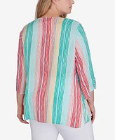 Ruby Rd. Plus Wavy Metallic Stripe Top