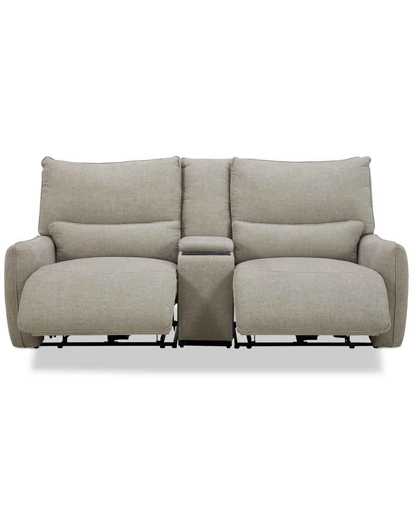 Olper 3-Pc. Fabric Zero Wall Sectional Power Motion Sofa with Console, Created for Macy's