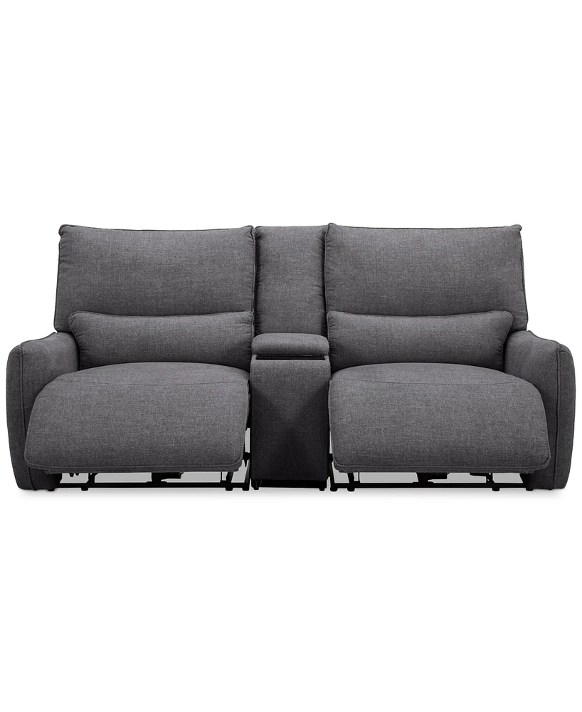 Olper 3-Pc. Fabric Zero Wall Sectional Power Motion Sofa with Console, Created for Macy's
