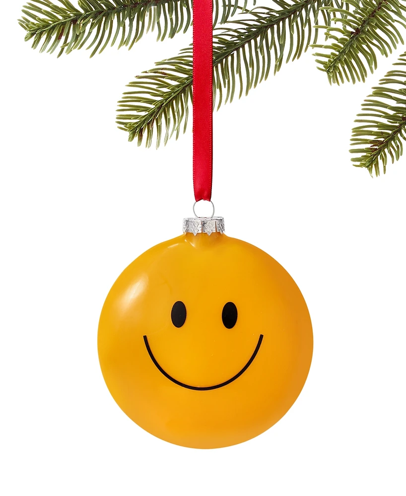 Holiday Lane Retro Holiday Yellow Smiley Face Ornament, Created for Macy's