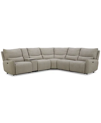 Olper -Pc. Fabric Zero Wall Sectional Sofa with Two Power Motion Pieces & Console