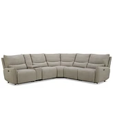 Olper -Pc. Fabric Zero Wall Sectional Sofa with Two Power Motion Pieces & Console