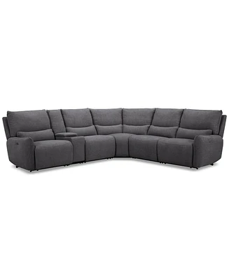 Olper -Pc. Fabric Zero Wall Sectional Sofa with Two Power Motion Pieces & Console