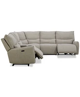 Olper -Pc. Fabric Zero Wall Sectional Sofa with Two Power Motion Pieces & Console