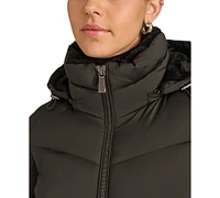 Calvin Klein Women's Faux-Fur-Lined Hooded Puffer Coat