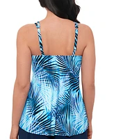 Swim Solutions Women's Leaf Princess High-Low Tankini Top, Created for Macy's