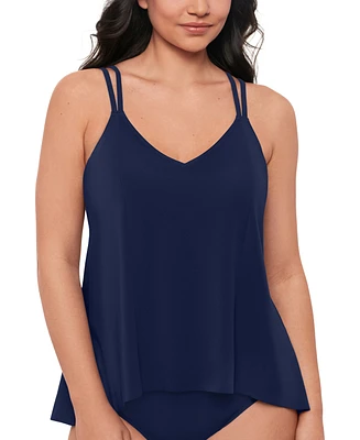 Swim Solutions Women's Midnight Princess High-Low Tankini Top, Created for Macy's