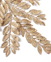 Holiday Lane Blessed Gold Sparkly Leaf Pick Ornament, Created for Macy's