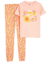 Carter's Big Girls 2 Piece Rise and Shine 100% Snug Fit Cotton Pajamas