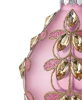 Holiday Lane Burgundy & Blush Pink Drop Floral Decorated Ornament, Exclusively at Macy's