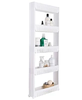 Simplify 5 Tier Slim Slide Out Storage Cart in White