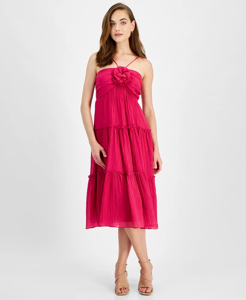 City Studios Juniors' Rosette Tiered Midi Dress