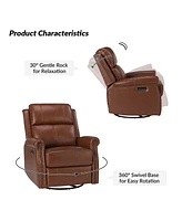 Chapas Transitional Genuine Leather Power Recliner