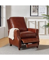 Bellino Modern Genuine Leather Recliner with Nailhead Trim