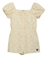 Guess Big Girls Puff Sleeve Sangallo Romper