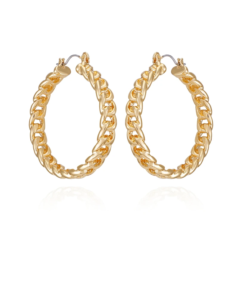 Vince Camuto Gold Tone Textured Woven Hoop Earrings