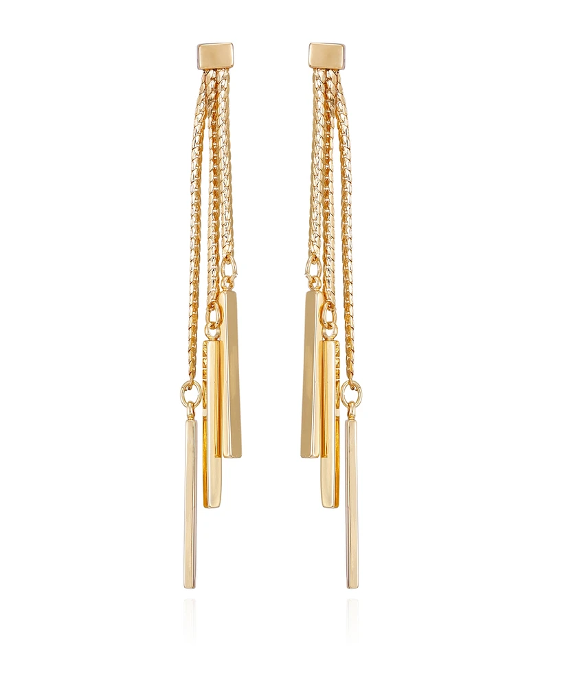 Vince Camuto Gold-Tone Fringe and Bar Drop Earrings