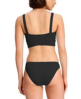 Kate Spade New York Womens Square Neck Shirred Bikini Top High Cut Bikini Bottoms