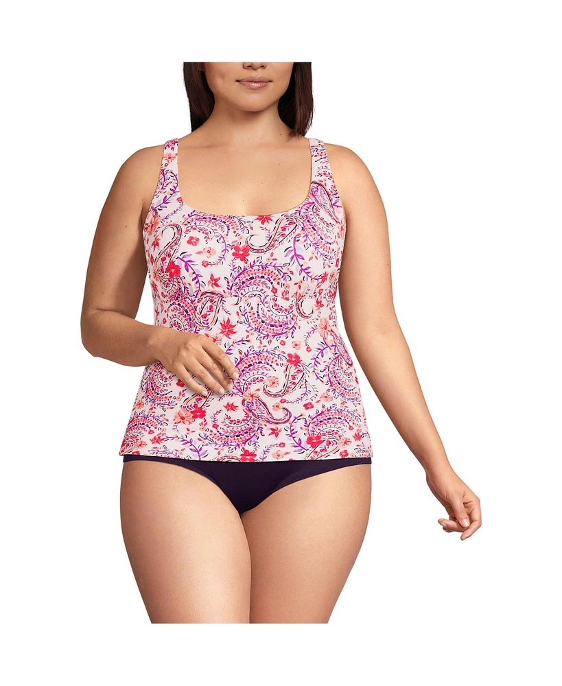 Lands' End Plus Chlorine Resistant Square Neck Underwire Tankini Swimsuit Top