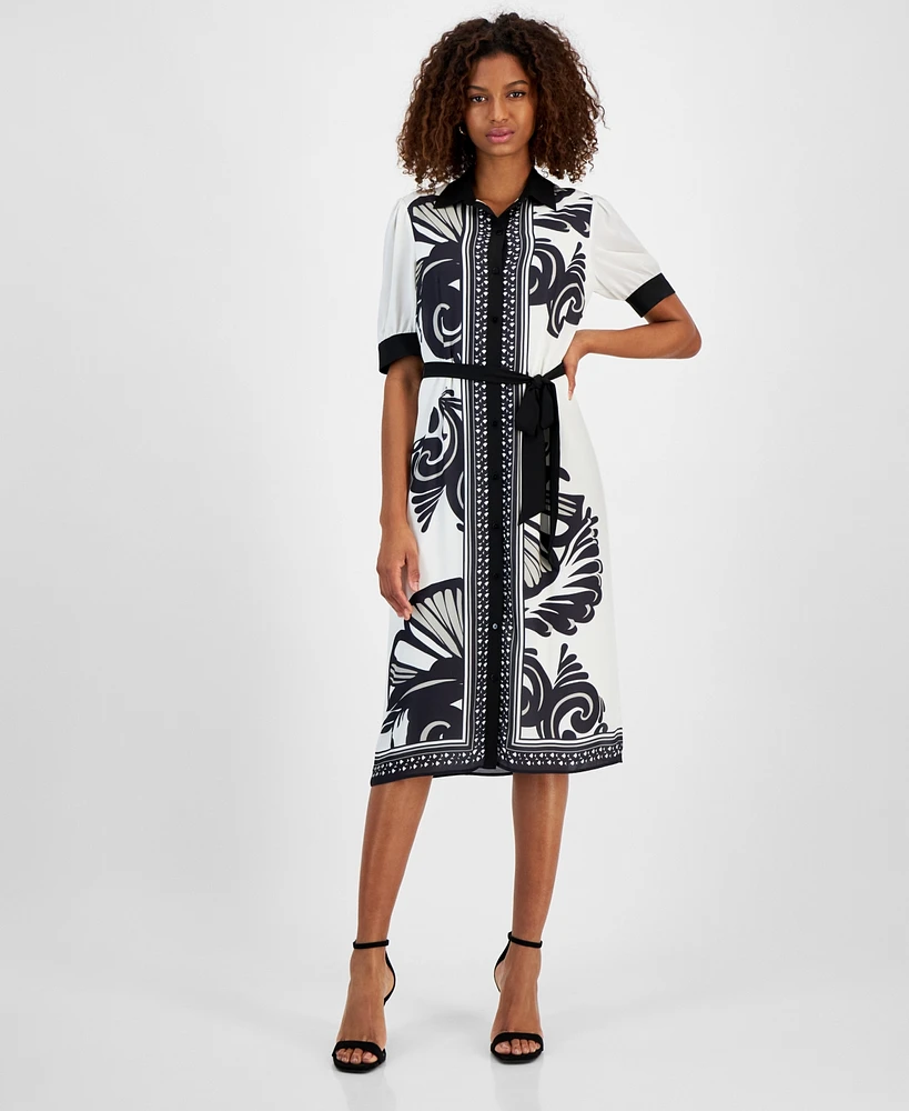 T Tahari Women's Paisley-Print Shirtdress