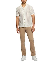 Guess Men's Panama Textured-Knit Stripe Button-Down Camp Shirt