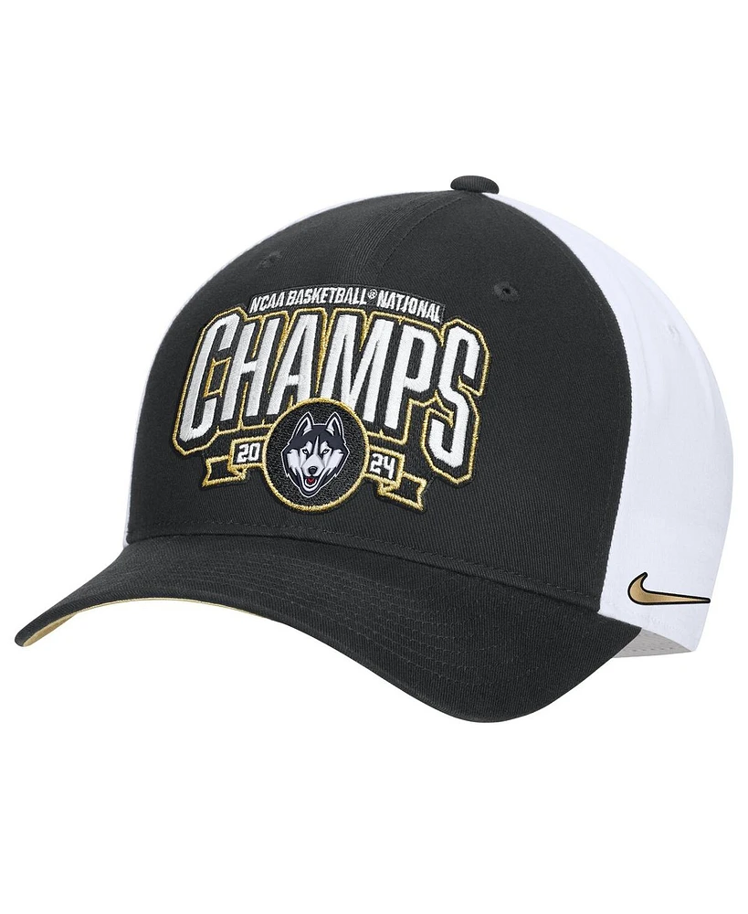 Nike Men's Black/White Uconn Huskies 2024 Ncaa Men's Basketball National Champions Locker Room Adjustable Hat