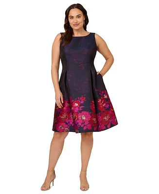Adrianna Papell Plus Jacquard Fit & Flare Dress