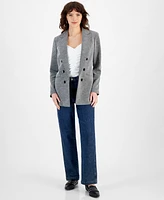 Bar Iii Women's Herringbone Open-Front Faux-Button Blazer, Created for Macy's