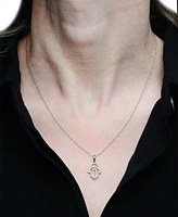 Wrapped Diamond Hamsa Hand 18" Pendant Necklace (1/10 ct. t.w.) 10k Yellow or White Gold, Created for Macy's