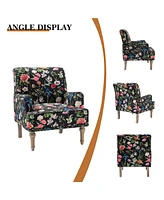 Montross Traditional Wooden Upholstered Armchair with Floral Patterns