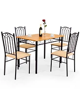 Slickblue 5 Pieces Dining Set Wooden Table and 4 Cushioned Chairs