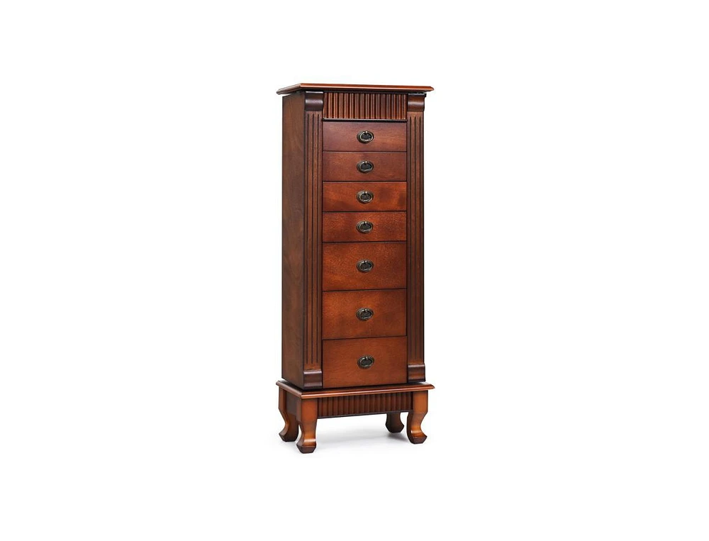 Slickblue Wooden Jewelry Armoire Cabinet Storage Chest with Drawers and Swing Doors