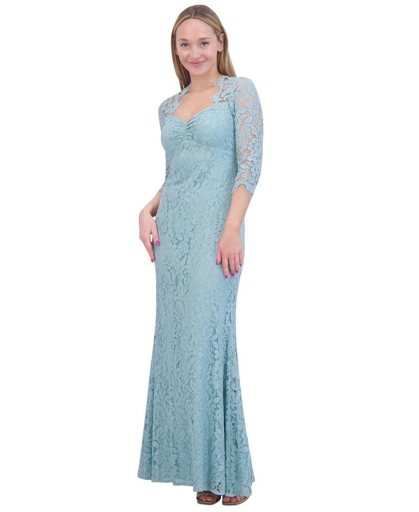 Eliza J Petite Lace 3/4-Sleeve Gown