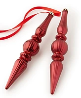 Holiday Lane Royal Holiday Plastic Ribbed Finial Ornaments, Set of 5, Exclusively at Macy's