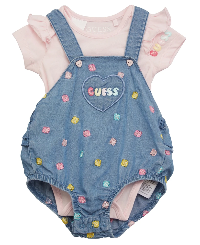 Guess Baby Girls Bodysuit and Embroidered Bubble