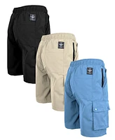 Galaxy By Harvic Men's Moisture Wicking Performance Quick Dry Cargo Shorts-3 Pack