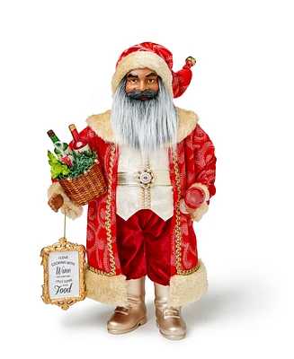 Holiday Lane Wine Red & White African American Santa