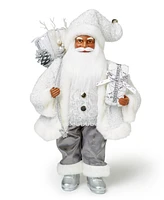 Holiday Lane Northern Holiday White African American 18" Santa with Gift Box